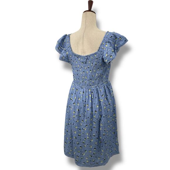 NEW Self Esteem smocked blue floral dress size XL flutter sleeve a-line sundress - Picture 9 of 13